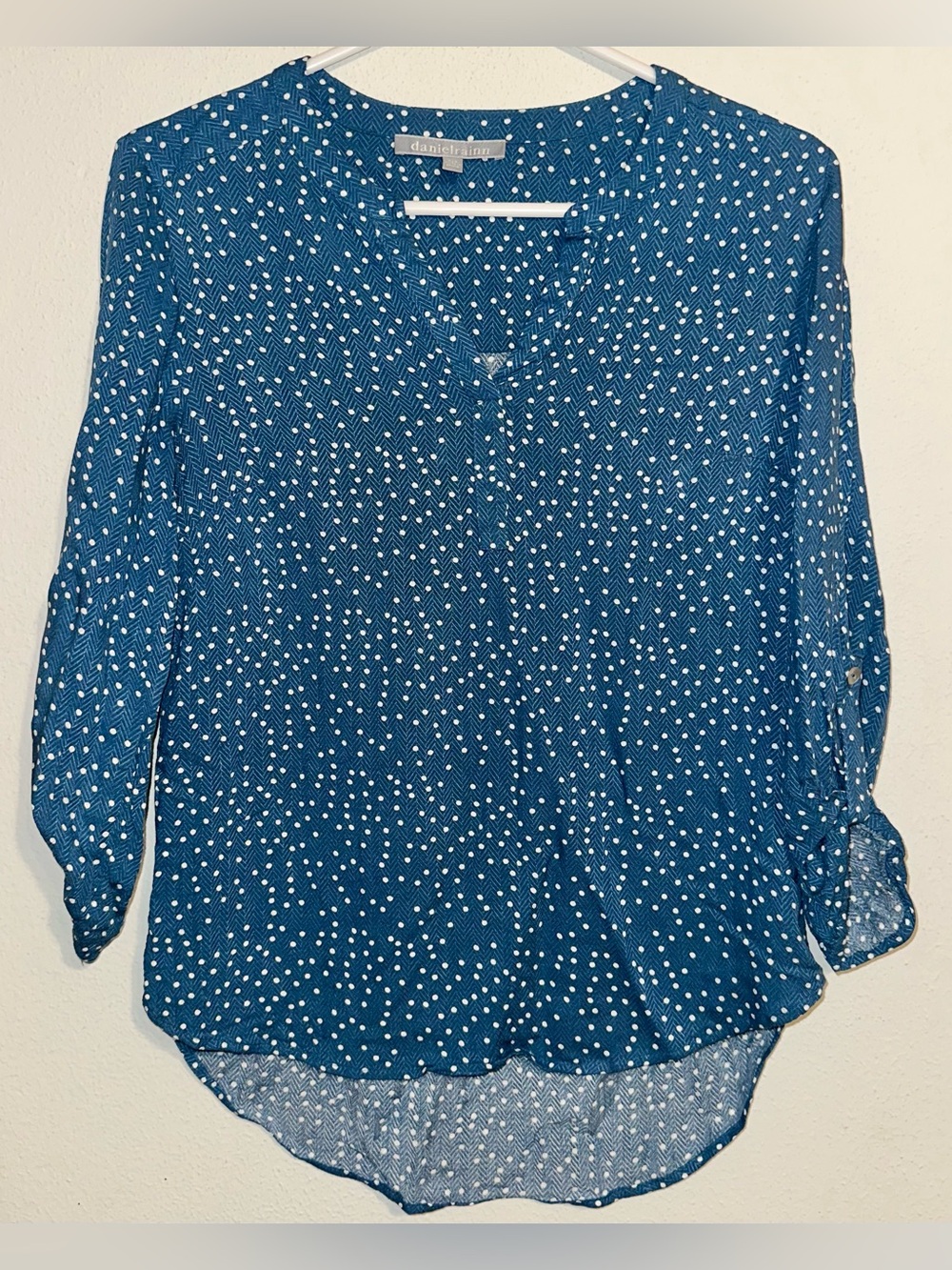 Daniel Rainn Teal-Blue Polka Dot Blouse
